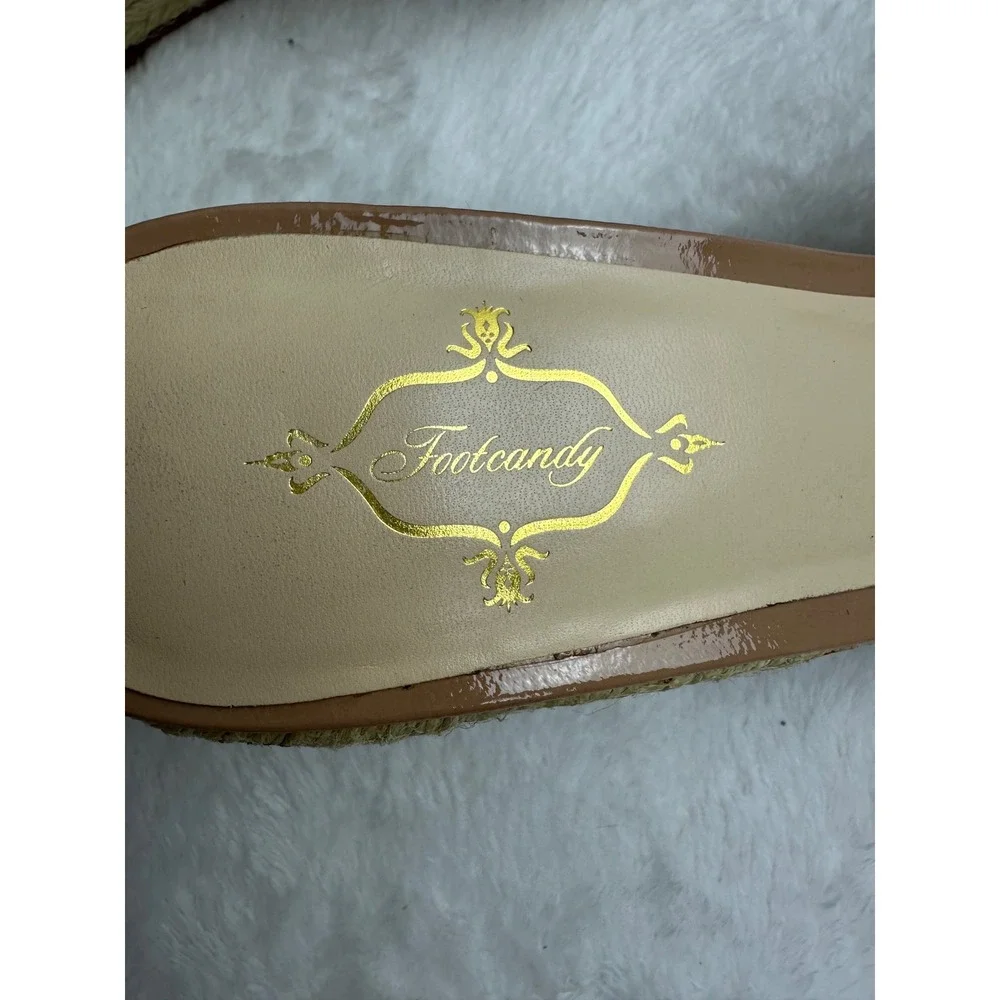 Footcandy Tan Patent Leather Espadrille Wedge Sandals‎ Vero Cuio Italy 10.5B